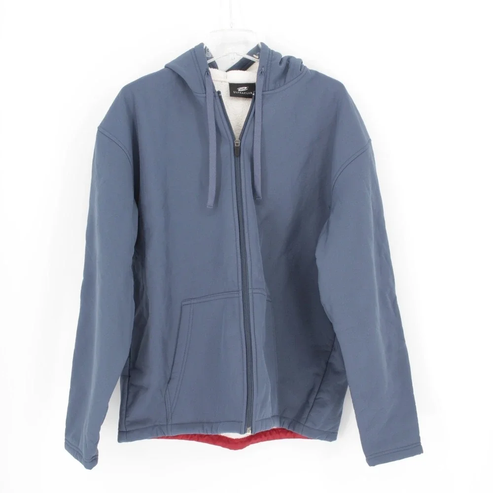 Ultra Club Men's Blue Full Zip Hooded Jacket‎ Coat Size L